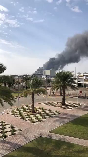 Footage from 4 hours ago in AbuDhabi, UAE from Snapchat shows a large plume of smoke rising from the area near the reported attack