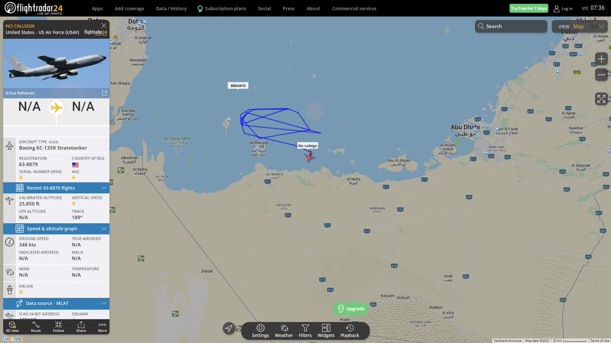 USAF KC135R 63-8879 orbiting off the coast of UAE