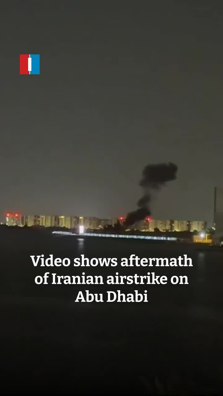 A video circulating on social media shows plumes of smoke rising after an Iranian airstrike on Abu Dhabi, the United Arab Emirates